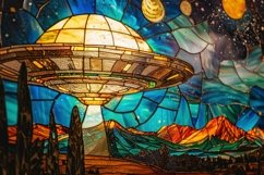 Stained Glass UFO Background Wallpaper Product Image 1