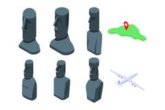 Easter Island icons set, isometric style Product Image 1