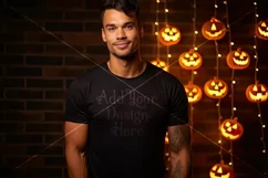 Halloween T-Shirt Mockup Male, Black T-Shirt Mockup, d7 Product Image 2