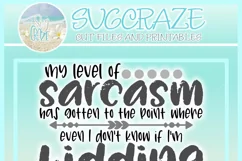 My Level Sarcasm Even I Don't Know If I'm Kidding Quote SVG Product Image 4