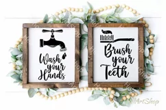 Wash Your Hands Svg, Brush Your Teeth Svg, Bathroom sign svg Product Image 1