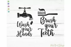 Wash Your Hands Svg, Brush Your Teeth Svg, Bathroom sign svg Product Image 2