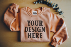 Orange Gildan 18000 Folded Flat Lay Mockups Product Image 1