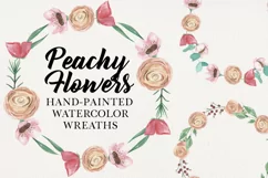 Floral 6 Wreaths Peachy Watercolors Foliage Pastel Product Image 2