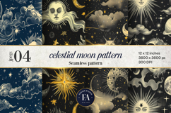 Celestial Moon Digital Papers| Vintage night Paper Product Image 1