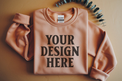 Orange Gildan 18000 Folded Flat Lay Mockups Product Image 1