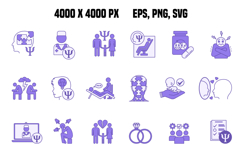 Colored Psychology Icon Set Product Image 1