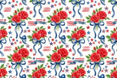 pattern with stars stripes red roses and blue ribbons Product Image 1
