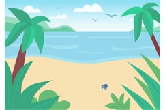 Tropical sand beach and sea flat color vector illustration Product Image 1