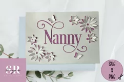 3D Floral Nanny card| Paper cutting | Birthday card SVG. Product Image 3