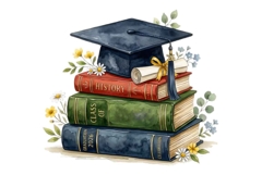 Watercolor Graduation Clipart Collection Bundle Product Image 21