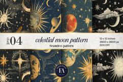 Celestial Moon Digital Papers| Vintage night Paper Product Image 1