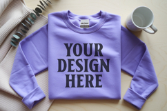 Gildan 18000 Purple Folded Flat Lay Mockups Product Image 1