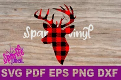 Buffalo Plaid Reindeer Deer Head Silhouette Printable svg cut files for silhouette or cricut Product Image 2