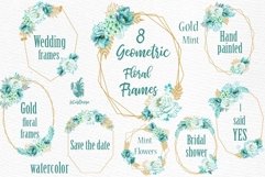 Geometric Frames clipart, GOLD MINT FRAMES, Mint Watercolor Product Image 1