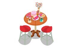 Evening tea concept banner, isometric style Product Image 1
