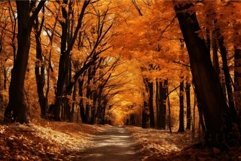 Serene walkway under a canopy of vibrant fall foliage Product Image 1