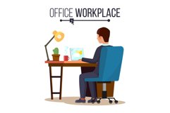 Office Workplace Concept Vector. Business Man Or Clerk Product Image 1
