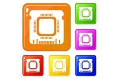 Component microchip icons set vector color Product Image 1