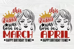 Queen are Born SVG, Crown Svg, Birthday Girl Shirt Designs Product Image 5