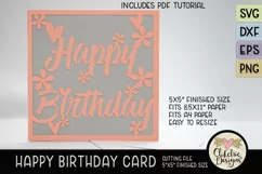 Floral Happy Birthday Card SVG - Birthday Card Cutting File Product Image 3
