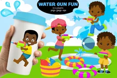 African American Kids, Water games, water gun, Sportive kids Product Image 1