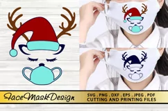CHRISTMAS Mask SVG PNG EPS DXF Reindeer SVG Face Mask SVG Product Image 1