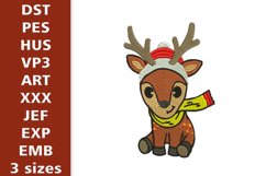 Christmas Deer- Machine Embroidery Design, 3 sizes Product Image 1