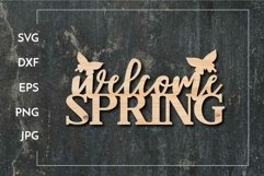 Welcome spring SVG - Paper cut - Laser cut Product Image 1