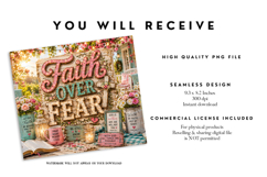 Faith Over Fear Tumbler Wrap PNG Product Image 2