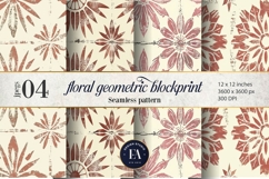 Rustic Retro Floral Block Print | Geometric Floral Pattern Product Image 1