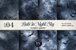 Bats Night Sky Pattern, Dark Gothic Bat Seamless Paper Product Image 1