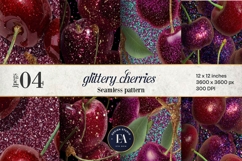 Glitter Coquette Cherry Pattern | Sparkly Glam Texture Paper Product Image 1