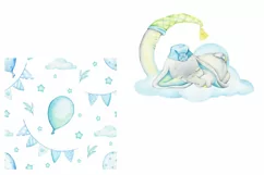 Elephant watercolor clipart, cute baby elephant PNG, baby gi Product Image 3
