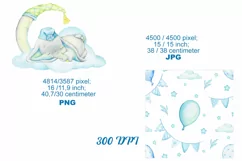 Elephant watercolor clipart, cute baby elephant PNG, baby gi Product Image 2