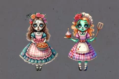 Watercolor Halloween Zombie Doll. PNG sublimation Product Image 3
