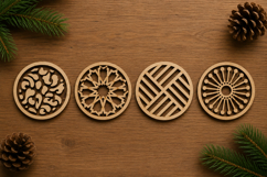 Geometric Mandala Coaster Laser Cut Files Bundle Product Image 1