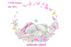 Cute elephant, sleeping. Watercolour clipart. A tropical ani Product Image 1