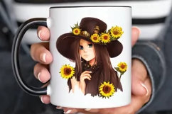 Watercolor Cute Chibi Sunflower PNG Clipart Product Image 3