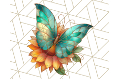 Stained Glass Butterfly and Sunflower PNG Clipart Product Image 4