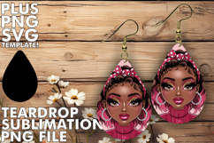 RADIANT teardrop EARRINGS PNG, Afro Girl Product Image 1