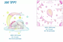 cute baby elephant. watercolor animal clipart. pink sublimat Product Image 3