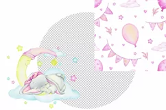 cute baby elephant. watercolor animal clipart. pink sublimat Product Image 4