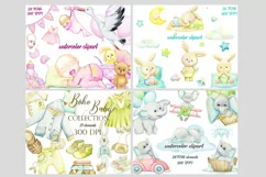 cute baby elephant. watercolor animal clipart. pink sublimat Product Image 6
