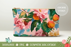 Art Cosmetic Bag Print, Floral Cosmetic Bag Design Product Image 1