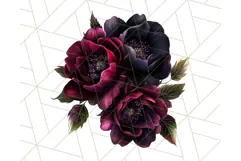 Gothic Floral PNG, Dark Aesthetic Flowers Clipart Print Product Image 4