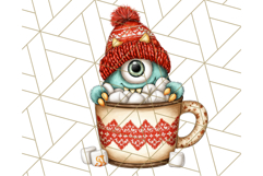Christmas Monster Clipart, Funny Holiday Creature PNG Art Product Image 4