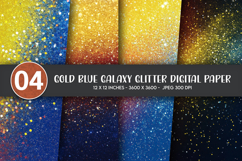 Gold Blue Galaxy Glitter Digital Paper Product Image 1