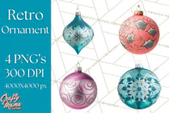 Retro Ornament Clipart PNG, Vintage Christmas Clip Art Product Image 1