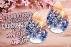 Artful Teardrop Earrings Design Template , Watercolor Patter Product Image 1